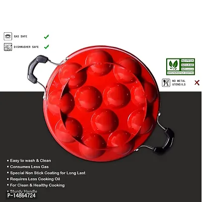 Appe Maker Apama Pan Pitha Maker Uttapam Pan NonStick Pan with Lid Cast Iron red surface Appam Pan Pack of 1-thumb3