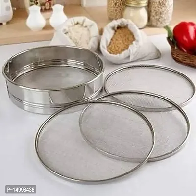 Stainless Steel 4 In 1 Interchangeable Sieves Set Of 5 Flour Chalni Spices Food Strainers Pack Of 1-thumb0