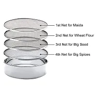 Stainless Steel 4 In 1 Interchangeable Sieves Set Of 5 Flour Chalni Spices Food Strainers Pack Of 1-thumb2