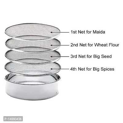 Stainless Steel 4 In 1 Interchangeable Sieves Set Of 5 Flour Chalni Spices Food Strainers Pack Of 1-thumb3