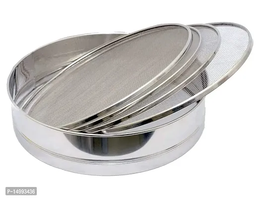 Stainless Steel 4 In 1 Interchangeable Sieves Set Of 5 Flour Chalni Spices Food Strainers Pack Of 1-thumb2