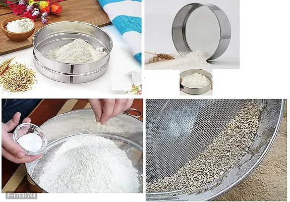 Premium Steel Sieves Aata Chalni Set of 3 Perfect for Flawless Sifting and Straining-thumb3