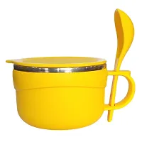 Bowl Plastic Steel Insulated Pasta Noodle Soup Bowl Container with Lid and Spoon Pack of 1-thumb1