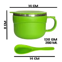 Bowl Plastic Steel Insulated Pasta Noodle Soup Bowl Container with Lid and Spoon Pack of 1-thumb2