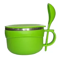 Bowl Plastic Steel Insulated Pasta Noodle Soup Bowl Container with Lid and Spoon Pack of 1-thumb3