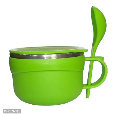 Bowl Plastic Steel Insulated Pasta Noodle Soup Bowl Container with Lid and Spoon Pack of 1-thumb4