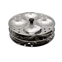Stainless Steel 3 Plate Idli Making Plates Stand (12 Slot) with Silicone Oil Brush Pack of 1-thumb2