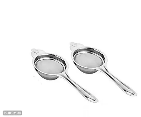 stainless steel tea, coffee strainer chai channi (silver) Pack of 2-thumb0