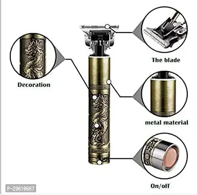 Golden Steel Trimmer Hair Trimming Zero Gapped Adjustable Clipper Metal Body with Cordless (gold)-thumb2