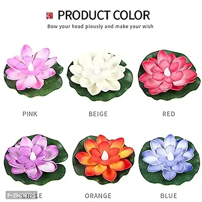 Floating Led Lotus Flower for Decoration Artificial Diyas Diwali Home Decor (Pack of 6)-thumb3