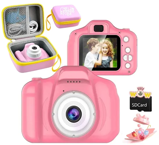 Kids Selfie Camera 13MP 1080P HD  (Pink Camera Case with SDCard)