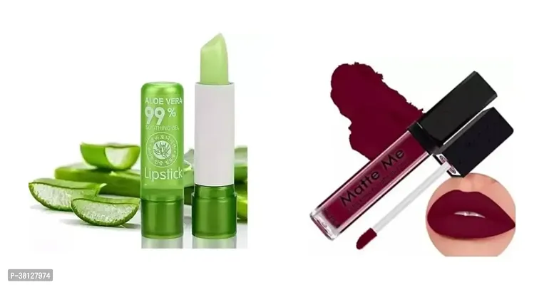 Aloe Vera Lip Balm And Long Lasting Liquid Superstay Matte Ink Lipstick in Maroon Shade- Pack Of 2-thumb0