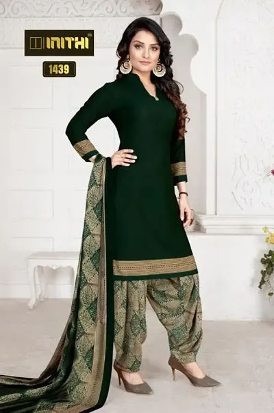 Rajnandini Women Crepe Un-Stitched Salwar Suit Material (Jopllt7059_Dark Green_Free Size)