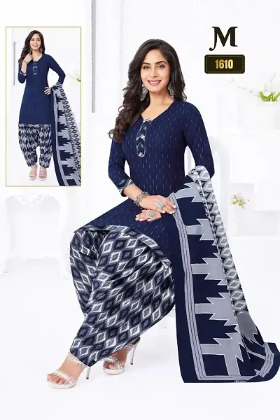 Fancy Crepe Printed Dress Material With Dupatta