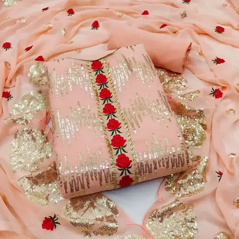 Beautiful Chanderi Silk Unstitched Dress Material with Dupatta