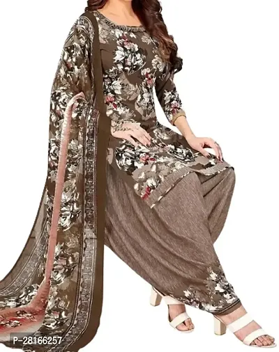 Designer Crepe Unstitched Dress Material Top With Bottom Wear And Dupatta Set For Women