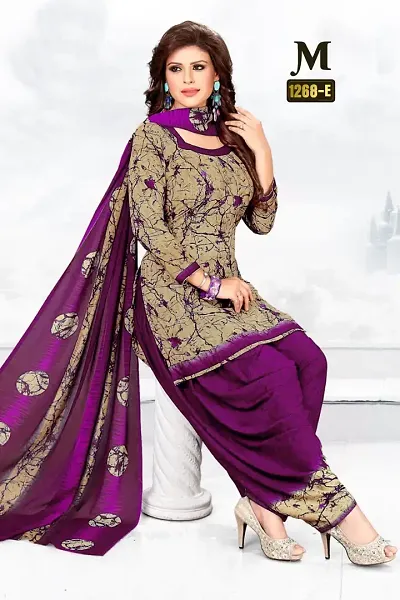 Elegant Crepe Dress Material with Dupatta For Women