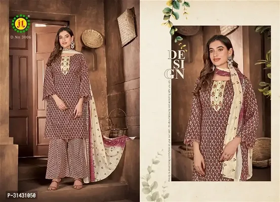 Elegant Cotton Printed Dress Material With Dupatta For Women