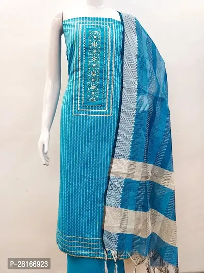 Designer Crepe Unstitched Dress Material Top With Bottom Wear And Dupatta Set For Women