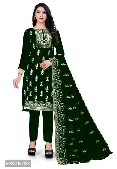 Designer Crepe Unstitched Dress Material Top With Bottom Wear And Dupatta Set For Women-thumb0