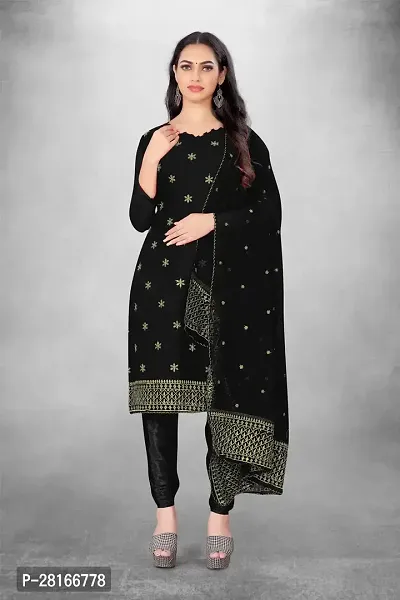 Designer Crepe Unstitched Dress Material Top With Bottom Wear And Dupatta Set For Women-thumb0