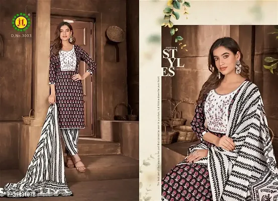 Elegant Cotton Printed Dress Material With Dupatta For Women