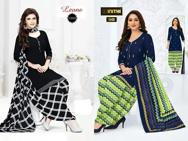 Beautiful American Crepe Dress Material with Dupatta Pack Of 2