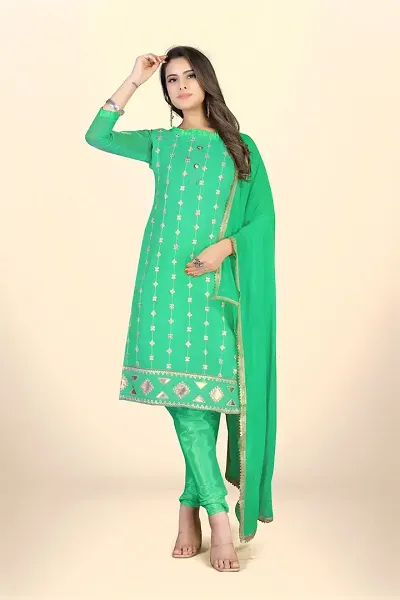 Chanderi Dress Material For Women With Embroidered Work And Inner