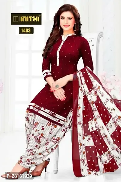 Designer American Crepe Unstitched Dress Material Top With Bottom Wear And Dupatta Set For Women