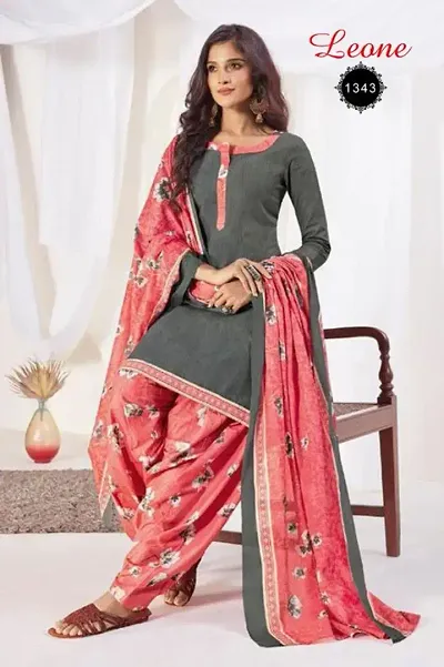 Womens Traditional American Crepe Unstitched Salwar Suit with Dupatta Set