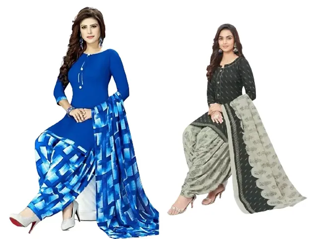 Beautiful Crepe Dress Material with Dupatta Pack Of 2