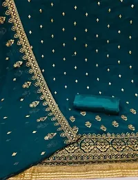 Elegant Blue Georgette  Dress Material with Dupatta For Women-thumb1