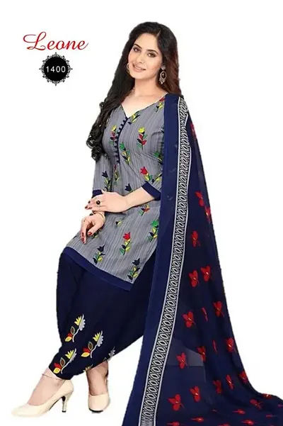 Elegant Crepe Dress Material with Dupatta For Women