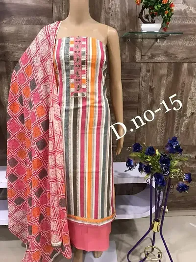 Trendy Womens Cotton Printed Dress Material with Dupatta