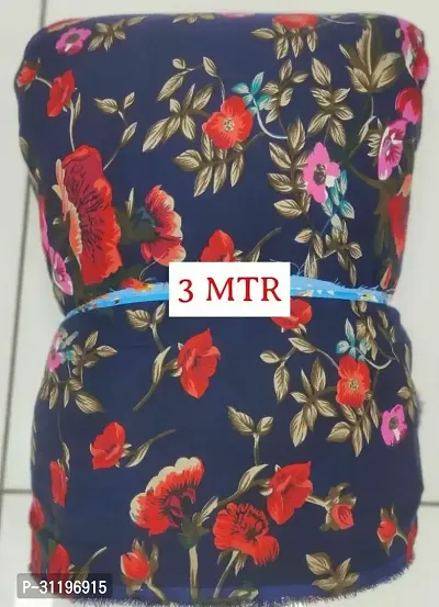 Crepe Kurti Fabric 3 MTR Unstitched Dress Material Fabric (by meter)-thumb0