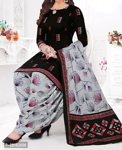 Designer Crepe Unstitched Dress Material Top With Bottom Wear And Dupatta Set For Women