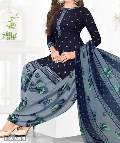 Designer Crepe Unstitched Dress Material Top With Bottom Wear And Dupatta Set For Women