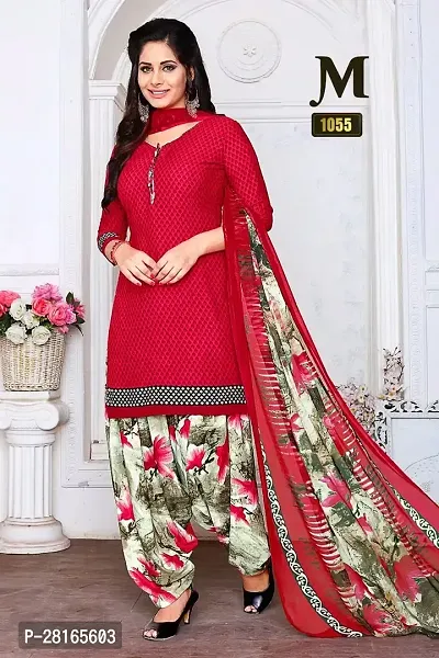 Designer Crepe Unstitched Dress Material Top With Bottom Wear And Dupatta Set For Women-thumb0