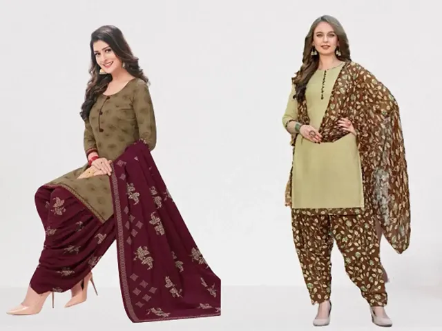 Beautiful American Crepe Dress Material with Dupatta Pack of 2