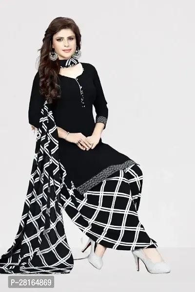 Designer Crepe Unstitched Dress Material Top With Bottom Wear And Dupatta Set For Women