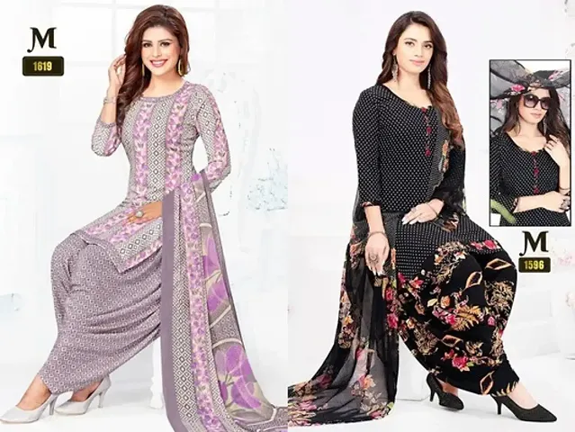 Beautiful Crepe Dress Material with Dupatta Pack Of 2