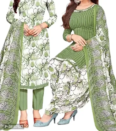 Designer Crepe Unstitched Dress Material Top With Bottom Wear And Dupatta Set For Women