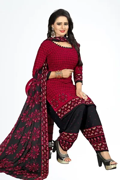 Beautiful Crepe Unstitched Dress Material with Dupatta