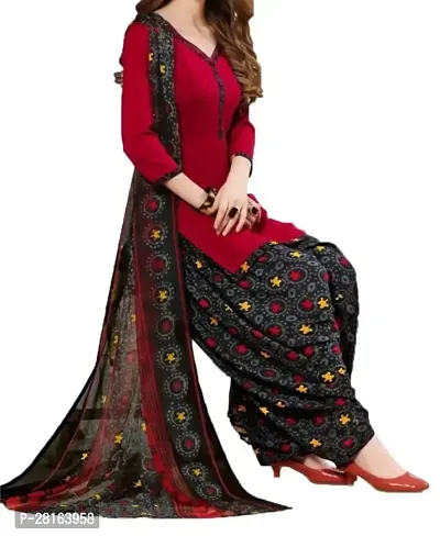 Designer Crepe Unstitched Dress Material Top With Bottom Wear And Dupatta Set For Women-thumb0