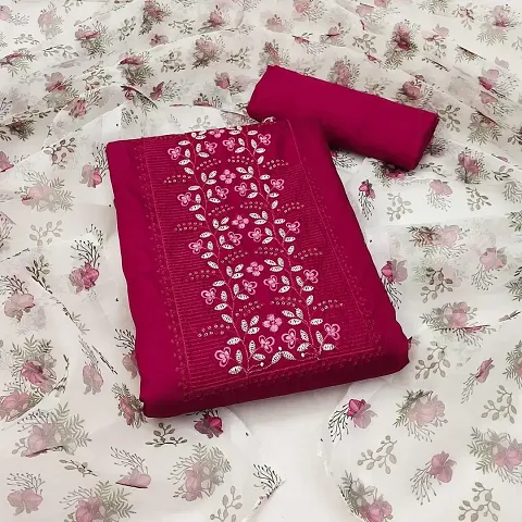 Classic Silk Embroidered Dress Material with Dupatta for Women