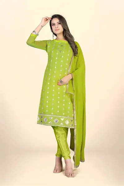 Chanderi Dress Material For Women With Embroidered Work And Inner