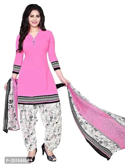 Designer Crepe Unstitched Dress Material Top With Bottom Wear And Dupatta Set For Women-thumb0