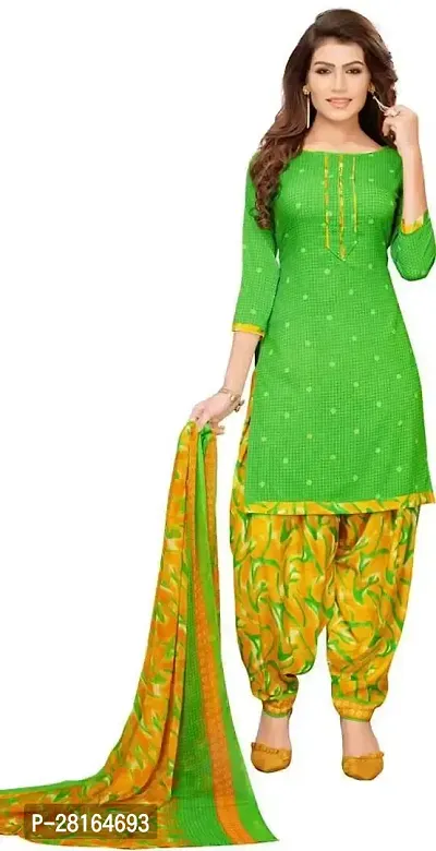 Designer Crepe Unstitched Dress Material Top With Bottom Wear And Dupatta Set For Women