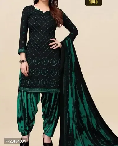 Designer Crepe Unstitched Dress Material Top With Bottom Wear And Dupatta Set For Women