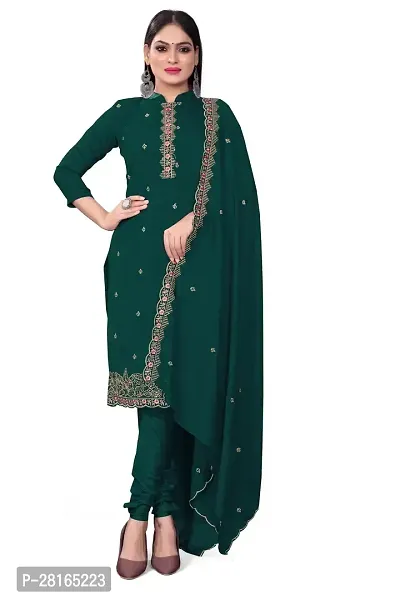 Designer Crepe Unstitched Dress Material Top With Bottom Wear And Dupatta Set For Women-thumb0